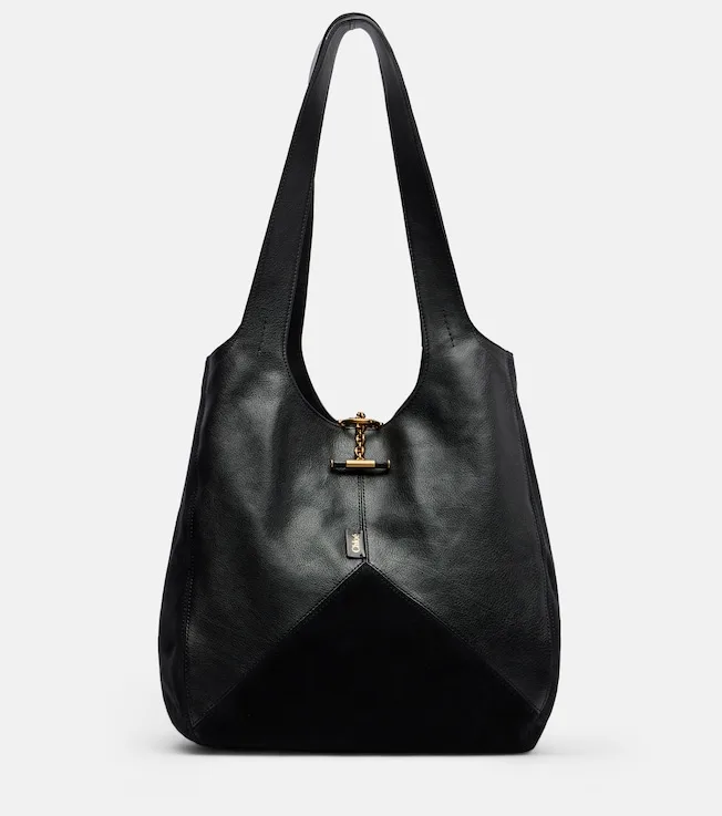 Chloé Balloon 미디엄 레더 스웨이드 숄더 백
